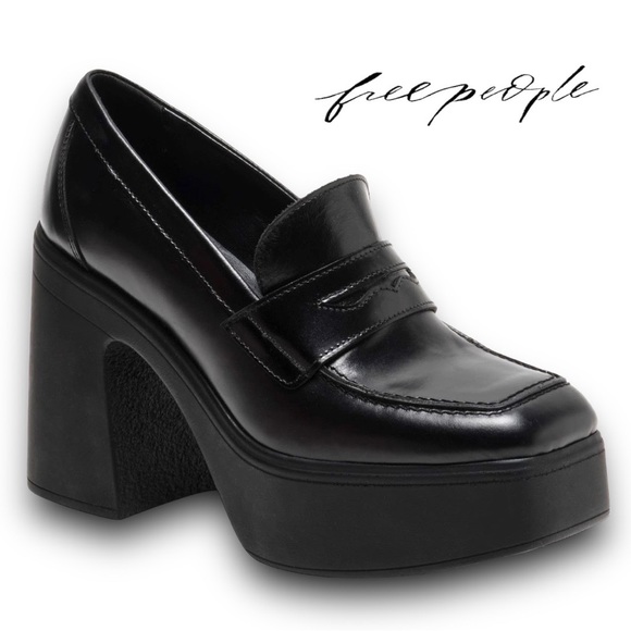Free People Shoes - FREE PEOPLE Zoe Platform Loafer in Black Leather Size 8.5 NWOT